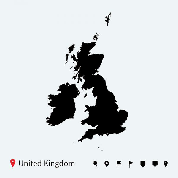 united kingdom black map